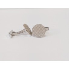 Μανικετόκουμπα Ασημένια Στρογγυλά Γυαλιστερά Ανάγλυφα CUF37